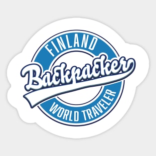 Finland backpacker world traveler logo. Sticker